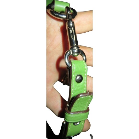 Coach Green Pebble Leather Top Handle Baguette Sufflette Bag & Hangtag - Picture 11 of 15